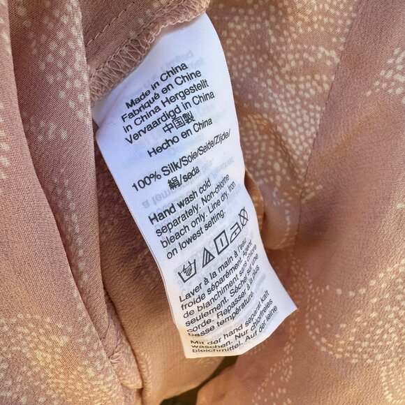Madewell Light Pink Silk Coral V-Neck Floral Print Blouse Shirt Size S - Picture 9 of 9